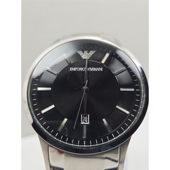 Emporio Armani Sportivo Renato 43mm Date Quartz Watch Silver Tone New Battery - Picture 4 of 13